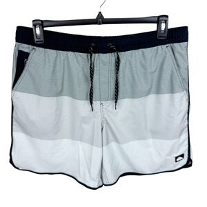 Quiksilver Men's Black & Gray Drawstring Waist Zippered Pocket Board Shorts